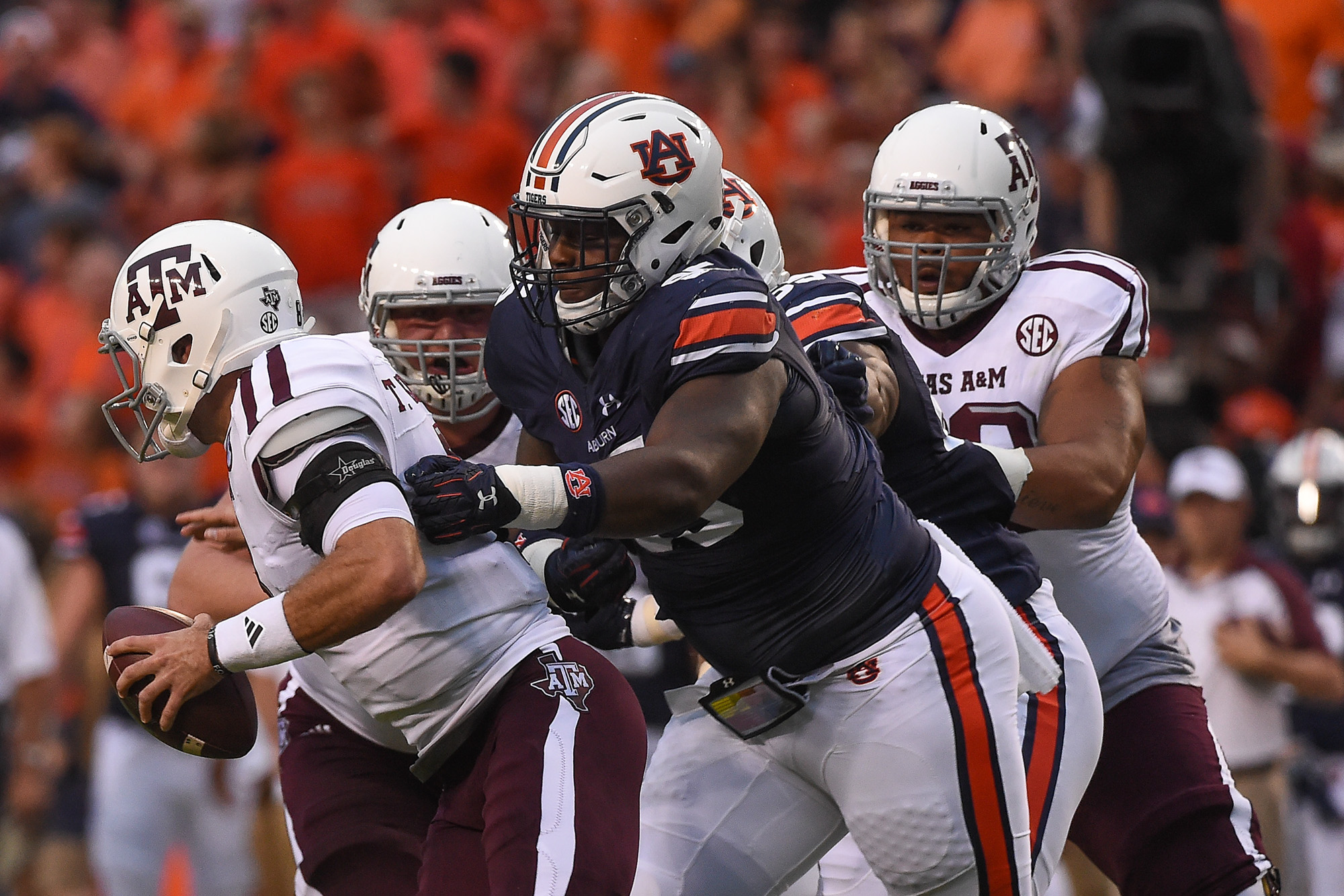 Dontavius Russell (95). Auburn vs Texas A&M football game on Saturday, Sept. 17, 2016 in Auburn, Ala.  Dakota Sumpter/Auburn Athletics